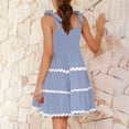 thumbnail image 5 of Wiyuqeen Spaghetti Tie Strap Tank Dresses Women Dressy Casual RIC Rac Trim Midi Sundresses Ladies Summer Loose Sleeveless Square Neck Beach Dresses, 5 of 8