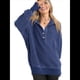 thumbnail image 3 of Sudadera con Capucha de Larga Extragrande para Mujer, Cuello en V, Botones y Abertura Lateral, Estilo Informal. Azul Oscuro XL, 3 of 9