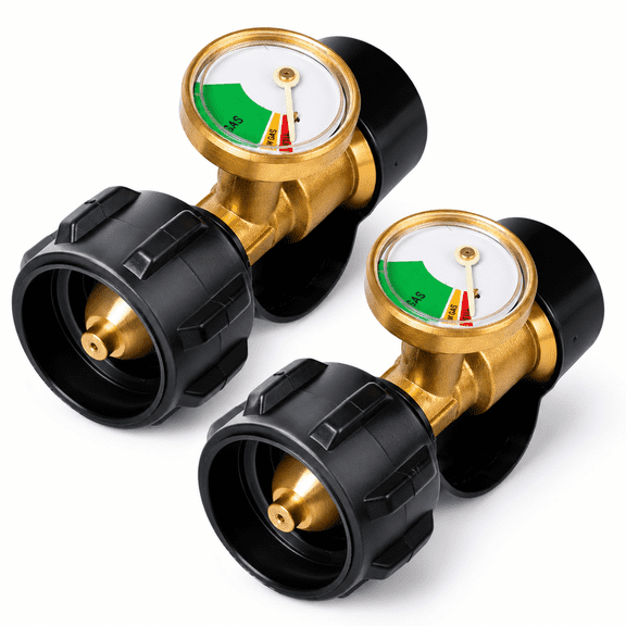 FURVENA Propane Tank Gauge Level Indicator for 5-40Lb Tanks with Qcc1/Type Connection for Rv Camper, Cylinder, Bbq Gas Grill, Heater, Fire Pit - Leakproof Universal Propane Gauge Solid Brass