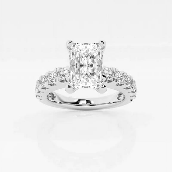Cloud Jewel 2 Ct VVS1 Radiant Cut Lab Created Simulated Diamond Ring - 14k White Gold Plated Ring - Engagement Wedding Silver Ring for Women's - Party Wear Diamond Ring - 7th Year Anniversary Gift