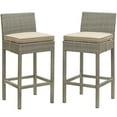 thumbnail image 2 of Modway Conduit Outdoor Wicker Rattan Bar Stool in Light Gray/Beige (Set of 2), 2 of 5