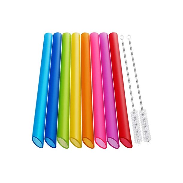 [Angled Tips] 8 Pcs Reusable Boba Straws & Smoothie Straws Multi