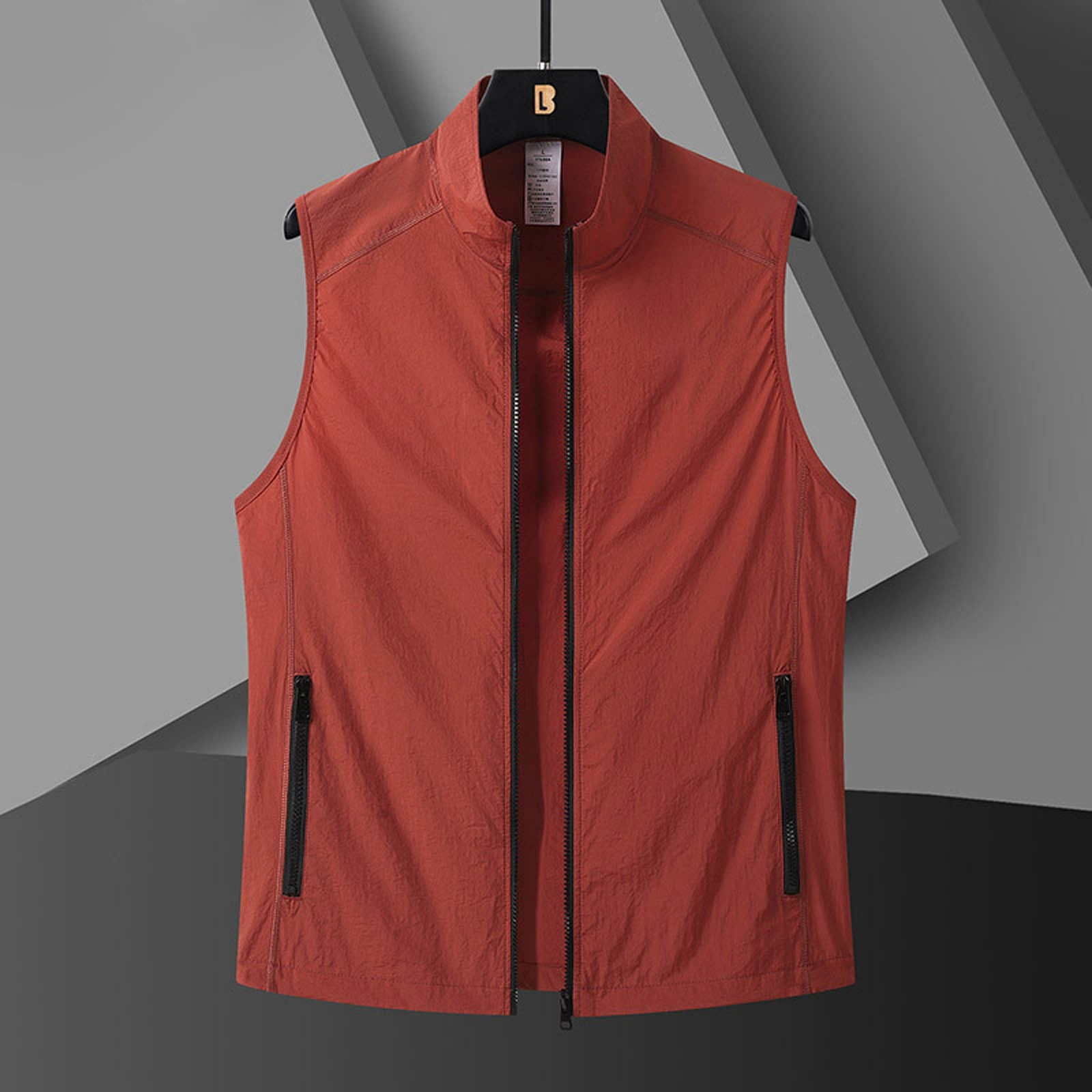 GUZOM Mens UPF 50+ Sun Vest Sleeveless Lightweight UV Protection Breathable Quick Dry Fishing Running Hiking Outdoor Shirt Red,Size XL