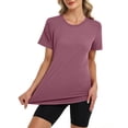thumbnail image 6 of Domzest Workout Clothes for Women Short Sleeve Breathable Loose Fit T Shirts Quick Dry Gym Running Hiking Tops Hot Pink M, 6 of 6