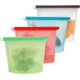 thumbnail image 1 of 4 Pcs Sacs de Rangement Réutilisables, Sacs de Congélation Réutilisables Sans BPA, Sacs à Sandwich Réutilisables, Sacs Alimentaires en Silicone Sacs à Lunch Étanches pour Voyage, 1 of 5
