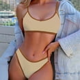 thumbnail image 2 of JSGEK Womens High Waisted Bikini Set Contrast Trim Design Stretchy Fabric Relaxed Silhouette for Summer Vacations Yellow XL, 2 of 3
