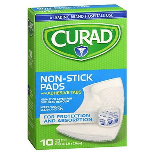 Almohadillas antiadherentes Curad con pestañas adhesivas de
