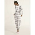 thumbnail image 3 of Joyspun Women's Velour Waffle Henley Sleep Top, Jogger Pants and Socks Pajama Set, 3-Piece, Sizes S-3X, 3 of 6