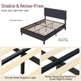 thumbnail image 6 of 4 EVER WINNER QUEEN Size Bed Frame with Headboard, Upholstered Platform Bed with Button Tufted Design, Faux Leather Bed Frame with Wooden Slats Support, No Box Spring Required, Easy Assembly, Black, 6 of 8