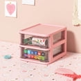 thumbnail image 5 of BCZHQQ Mini Plastic Organizer with 2 Clear Drawers,7.2"x4.7"x5.6" Small Storage Drawers Containers for Desk,Counters,Cabinets,Pink,Summer Clearance, 5 of 5