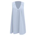 thumbnail image 4 of Women U Neck Ruched Mini Dress Sleeveless Short Summer Party Dress with Side Pockets,Blue,XL, 4 of 4