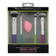 Real Techniques Neon Lights Cosmetics Brush Kit for Cream or Powder Foundations, Shadows & Contour Makeup