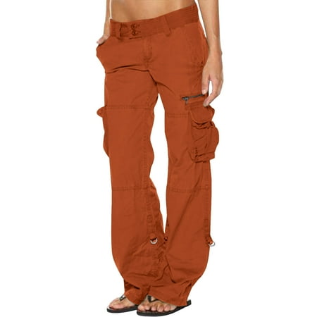 

QUYUON Pajama Pants for Women Clearance Ladies Pants Trousers Streetwear Jogger Pocket Loose Overalls Long Pants Business Casual Pants Women Full Length Pant Leg Activewear Style P7641 Orange 3XL