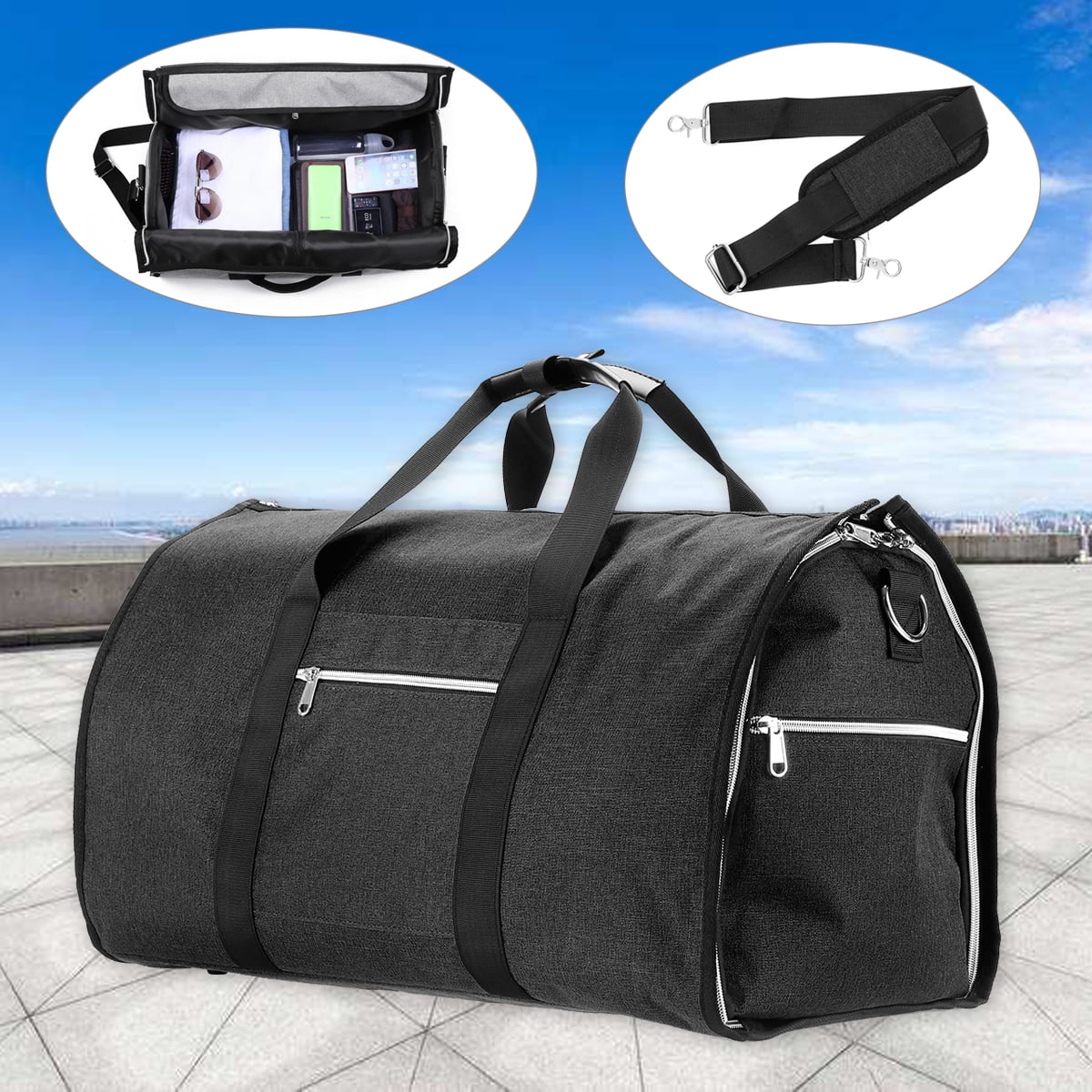 2 in 1 Foldable Duffle Bag Gym Sports Business Travel Luggage Bag Oxford Waterproof Suit Storage ...