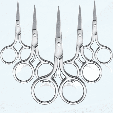 5 Pieces Small Straight Tip Nose Hair Scissor for Grooming, Stainless Steel Multi-Purpose Beauty Grooming Scissors for Facial Hair Removal and Hair Mustache Beard Eyebrows Ear Nose Trimming, Silver