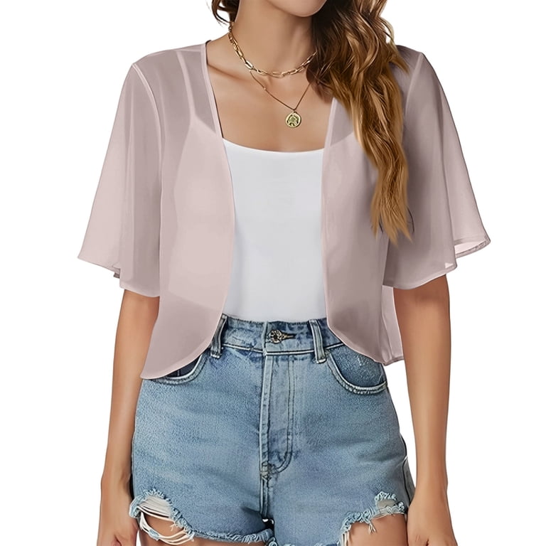 beige shrug for dresses Amazon.com: Women Cropped Shrug Cardigan Sheer Ruffle Trim Short Sleeve  Chiffon Bolero Jacket for Dress Open Front Crop Tops Beige : Clothing,  Shoes & Jewelry
