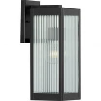 Progress Lighting Felton 1-Light Outdoor Wall Lantern in Matte Black with Rippled Glass Shade