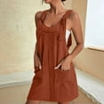 thumbnail image 5 of Manxivoo Womens Summer Dresses Women Soild Pinafore Square Apron Garden Work Pinafore Dress Suspender Dress Summer Dresses 2023 Brown, 5 of 5