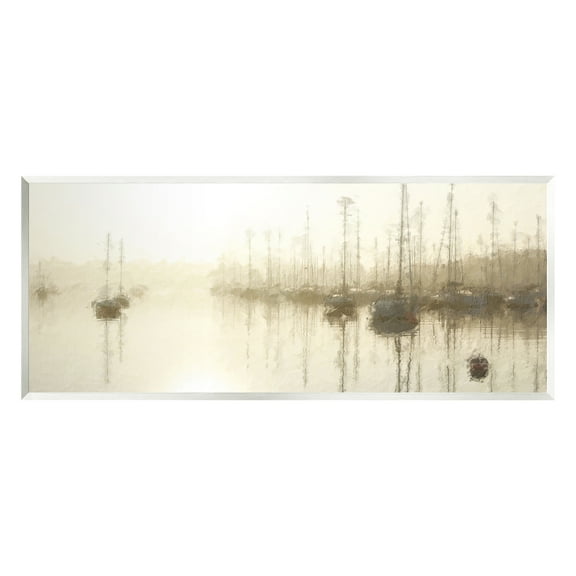 Stupell Impressionist Marina Boats Reflection Landscape Painting Wall Plaque Unframed Art Print Wall Art