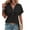 Black, variant on Womens Short Sleeve Henley V Neck Tops  XL