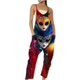thumbnail image 3 of QATAINLAV Sales Of The Week Womens Cotton Adjustable Strap V Neck Jumpsuits Casual Loose Fit Wide Leg Rompers Fashion Mask Graphic Print Overalls Mardi Gras Outfits Multicolor XXXL, 3 of 6