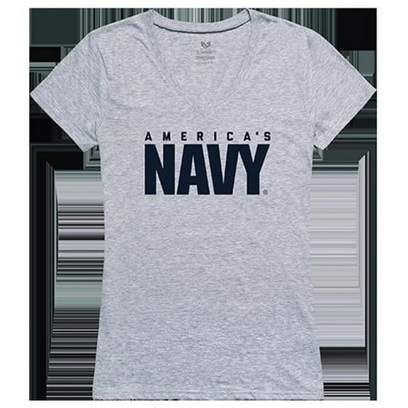 US Navy Graphic V-Neck T-Shirt, Heather Gray - Extra Large