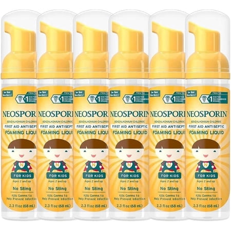 Foaming Wound Cleanser for Kids - Ideal First Aid Wound Care Products: Wound Wash Liquid as Foaming Wound Cleaner to Promote Wound Healing - 2.3 FL OZ, 6 Spray Bottles
