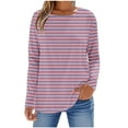 thumbnail image 1 of Enjoytime Hauts de Mode pour Femmes Chemises à Manches Longues Rayées Col Rond Mignon Blouses de Travail Basiques, 1 of 5