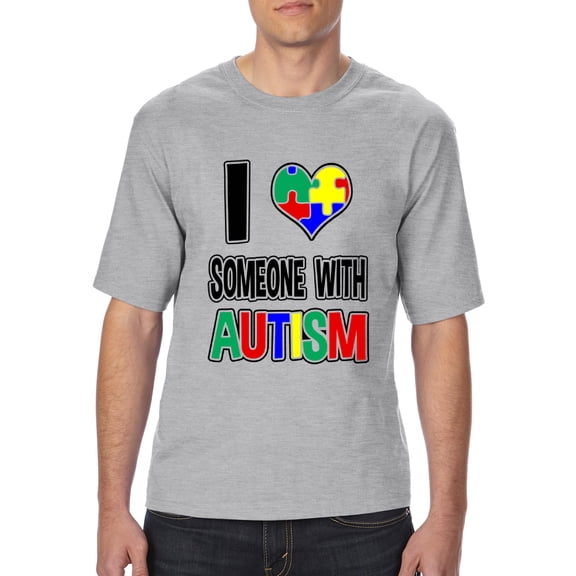 Normal is Boring - Big Men's T-Shirt, up to Tall Size 3XLT - I Love Someone With Autism