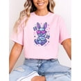 thumbnail image 5 of Y2K Chrome Bunny Shirt Retro Cyber Rabbit With Pixel Heart Glasses Cute 2000s Aesthetic Vaporwave Glitter Kawaii Graphic Tee, 5 of 5