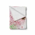 thumbnail image 2 of Feminine Soft Flannel Fleece Throw Blanket, Girl on Bike Passing by Cherry Trees Blooms Spring Nature Seasonal Illustration, Cozy Plush for Indoor and Outdoor Use, 60" x 80", Green Pink, by Ambesonne, 2 of 6