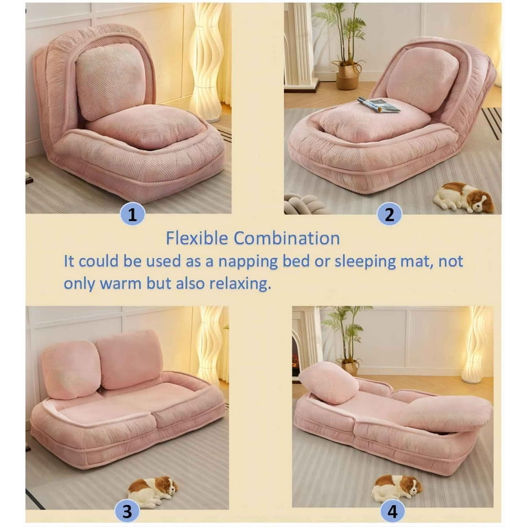 Aukfa Fold Lazy Sofa Bed,Floor Chair Small Couch with 5 Adjustable