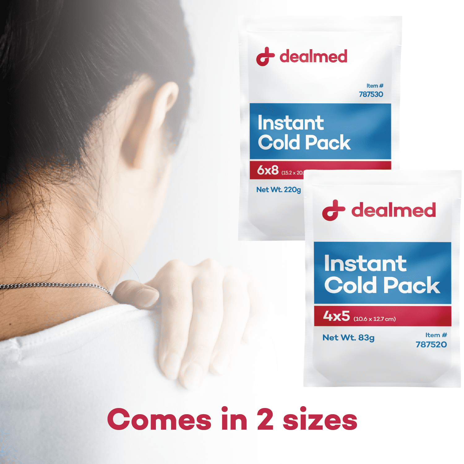 Dealmed Instant Cold Pack, 6" x 8" | Disposable Packs for Helping Injuries, Swelling, Headaches, Soreness (Case of 24)