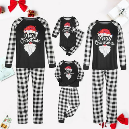 

YYDGH Family Christmas Pjs Matching Sets Christmas Pajamas Santa Claus Plaid Pajamas Holiday Sleepwear Homewear Outfits for Adults Kids