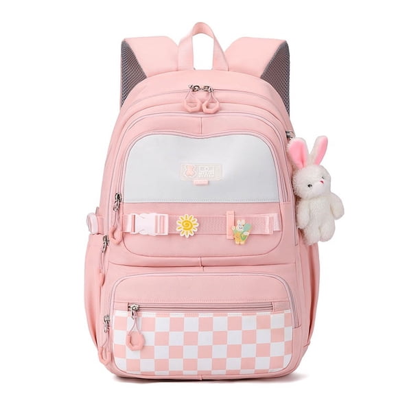 Mochila para estudiantes de secundaria, para niñas, con protección para la espalda, de gran capacidad, estilo ins, sencilla
