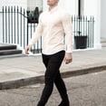 thumbnail image 2 of Breezora Men's Dress Shirt Muscle Fit Slim Fit Long Sleeve Casual Button Down for Sport Business and Everyday Wear L Size Beige, 2 of 6