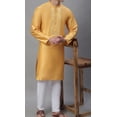 thumbnail image 4 of eloria Men Embroidered Mustard Yellow Kurta Pajama for Partywear Festival Kurta Indian Kurta Set Embroidery Design, 4 of 5