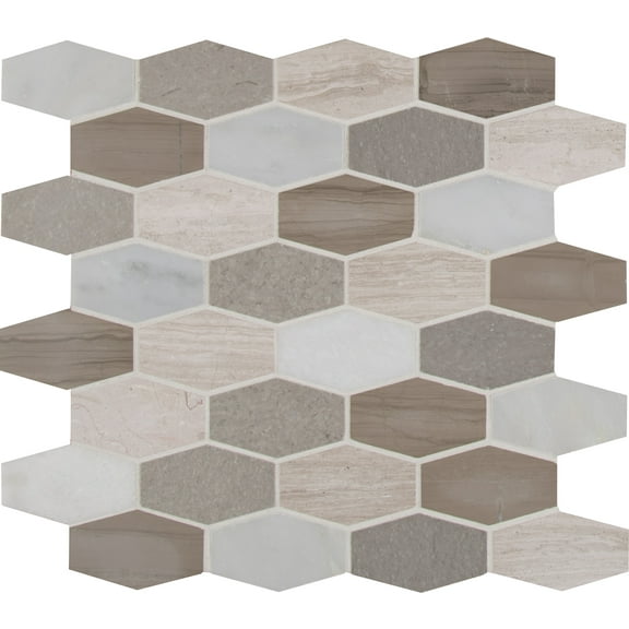 MSI Bellagio Blend Elongated Hexagon 12 in. x 12 in. x 10 mm Honed Marble Mesh-Mounted Mosaic Tile (9.7 sq. ft. / case)