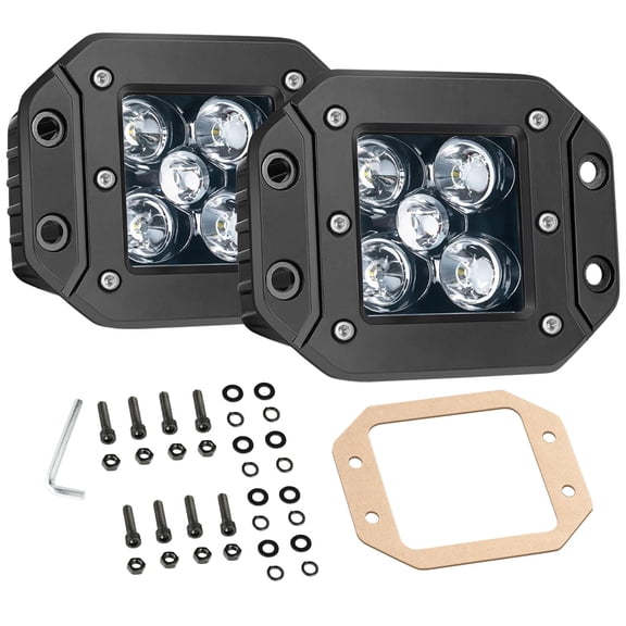JIEPENG Flush LED Work OIF8 Light Pods 2PCS 100W Off Road Rear Bumper Mount Driving Backup Reverse Light Spot Beam Lamp Front Grille Mount Daytime Running Fog Pods for Pickup Truck 4x4 UTV ATV