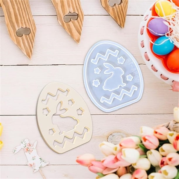 Fiudx Moldes de Pascua, Moldes Creativos de Conejo con Forma de Huevo Hueco, Caja de Almacenamiento de Silicona de Grado Alimenticio, Diseño Antiadherente Fácil de Limpiar, Recuerdos Creativos para T