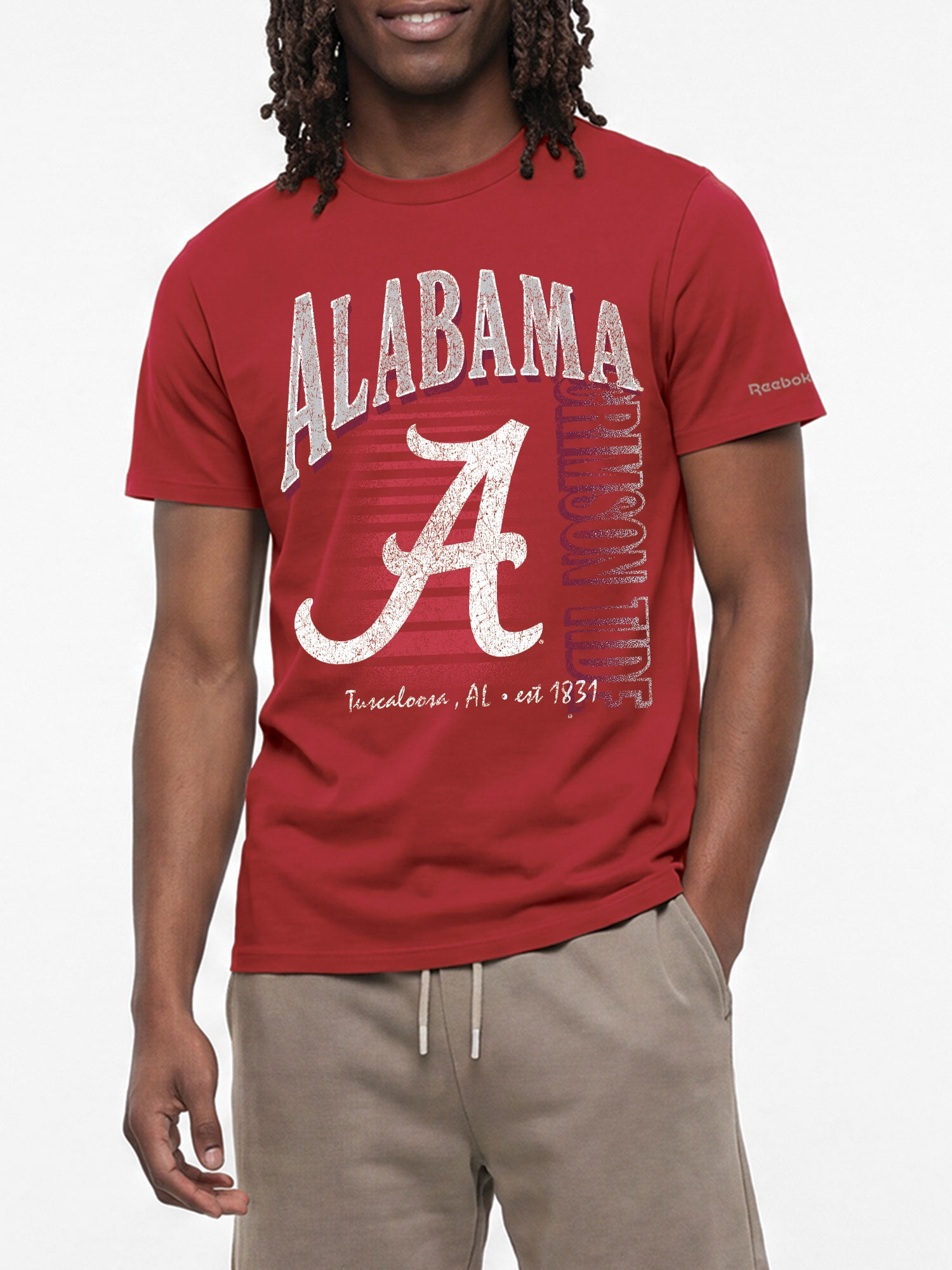 Alabama Crimson Tide Reebok Mens Crew Neck Short Sleeve T-Shirt