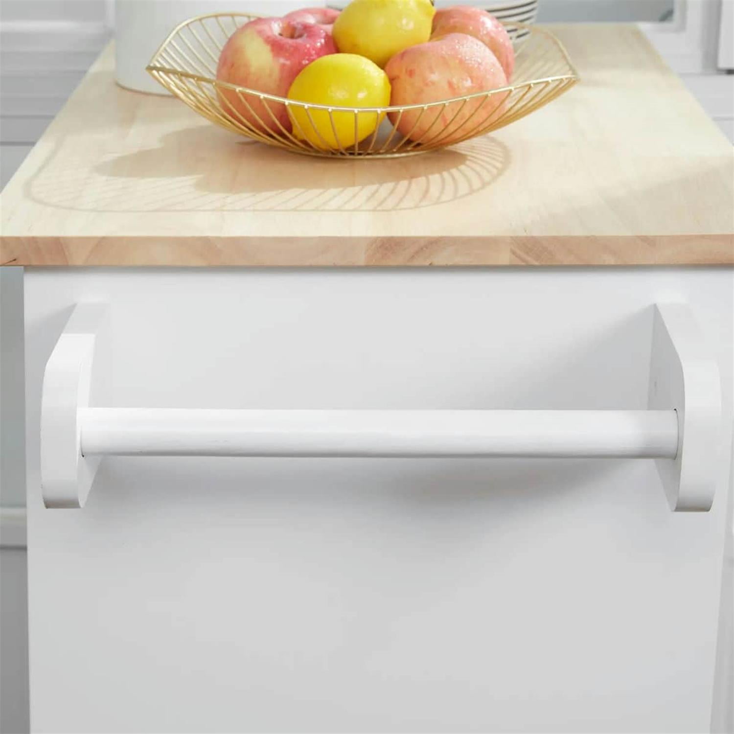 Demi Bonn 32" Kitchen Island Cart Rolling Trolley with Drawer, Storage & Towel Rack, Mobile Cart for Kitchen, Storage Solution, Space-Saving, White