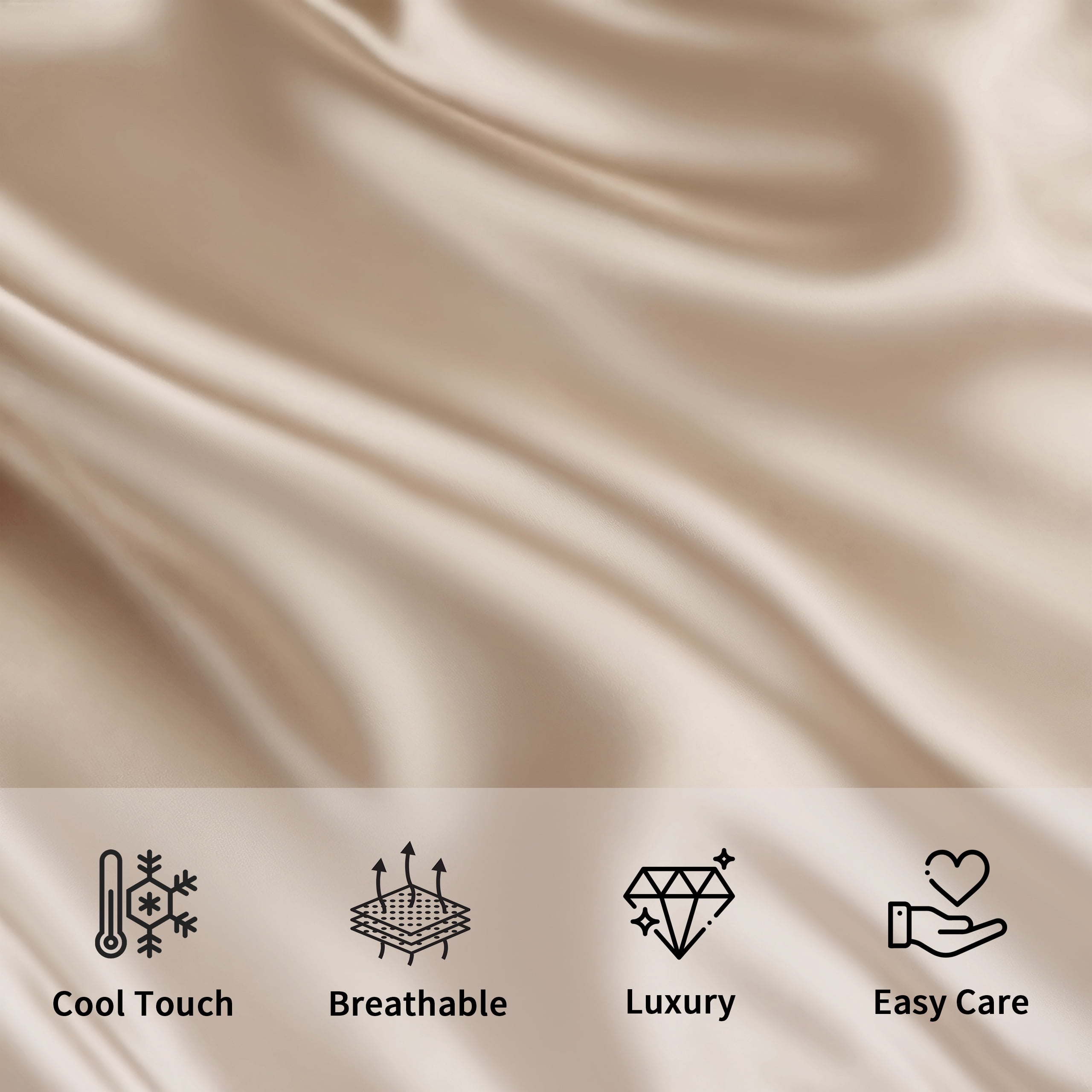 Silky Soft Satin Body Pillowcases for Hair and Skin, 20x54 Inch, 2-Piece Champagne