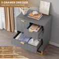 thumbnail image 5 of Senfot 5 Drawer Dresser for Bedroom, Modern Dresser Chest Cabinet Organizer,Chest of Drawers with Metal Base for Living Room, Hallway, Closet,Gray, 5 of 7