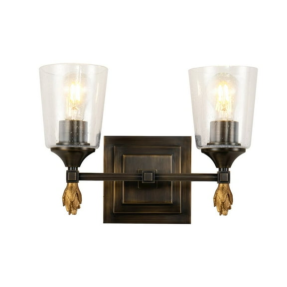 Lucas McKearn Vetiver 2-light Flame-shaped Bath Vanity Light in Dark Bronze