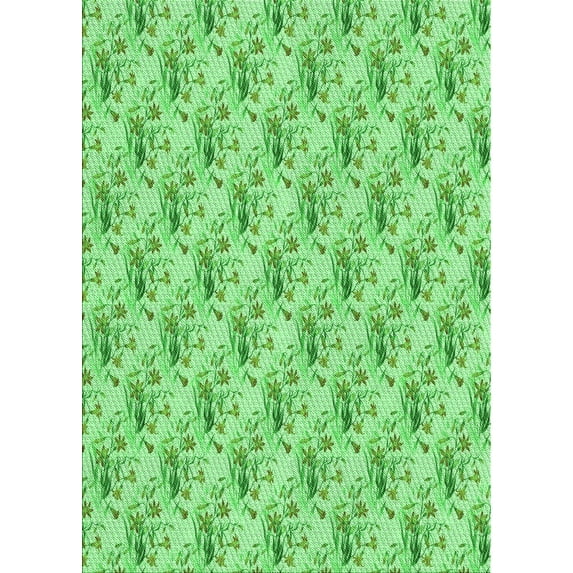 Ahgly Company Machine Washable Indoor Rectangle Transitional Jade Green Area Rugs, 7' x 10'