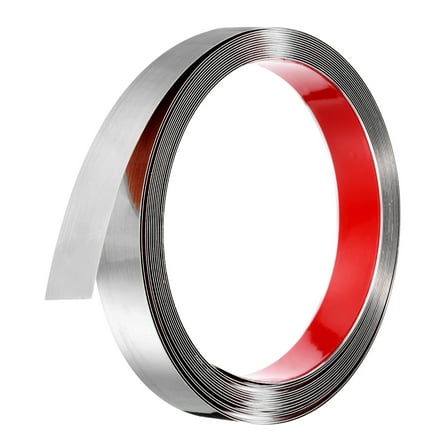 Uxcell Silver Trim Peel and Stick, 13ft x 1" Stainless Steel Mirror Finish Molding Tape Strips for Wall Cabinet Tile Edge Molding