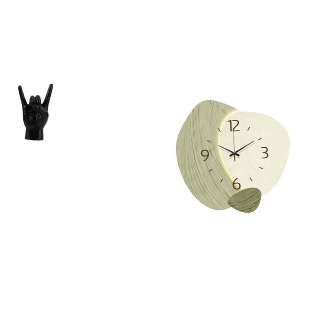 Escultura creativa con gestos de mano y reloj de pared silencioso de dibujos animados para decoración única de apartamentos, dormitorios, cocinas, ofi