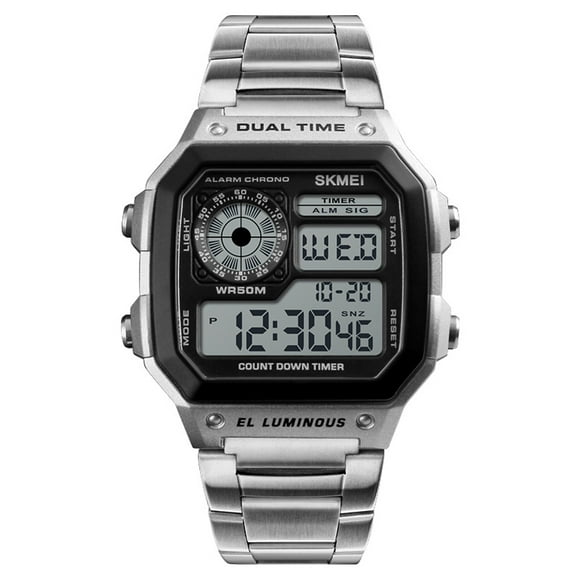 SKMEI Sport Stainless Steel Men Watch 5ATM Water-resistant Digital Backlight Man Wristwatch Male Relogio Musculino Chronograph