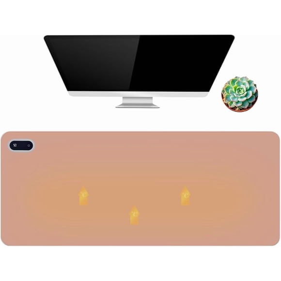 Alfombrilla de mouse con calefacción para oficina, 31.5 x 13 pulgadas, almohadilla de escritorio grande para calentar las manos, 5 ajustes de temperatura para oficina en casa y juegos (rosa)